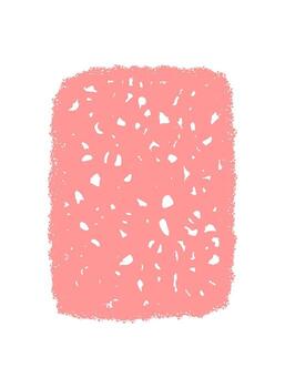 Wavy border and crayon patch frame with organic pink rectangle form a textured background. Scribble sketch outline creates a unique quote area and graphic element with handmade style. vector