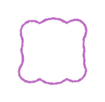 Groovy chalk crayon frame with scallop and wavy outline in retro box style. Y2k border as hand drawn graphic, playful artistic background for creative modern use in contemporary design. vector