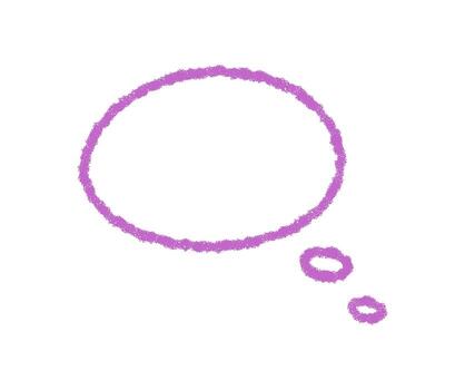 mano dibujado púrpura lápiz de color contorno de un orgánico oval pensamiento globo, con bosquejo líneas y un redondo burbuja para charla o discurso. artístico gráfico con rectángulo elemento, ideal como un hablar o mensaje vector