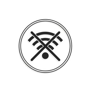 Flat Wi-Fi signal crossed out icon symbol of right to disconnect concept vector
