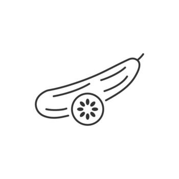 Cucumber icon on slice cross section with seeds. Element of drink and food icon for mobile concept and web apps. Editable stroke. Outline style illustration design on white background. EPS 10 vector