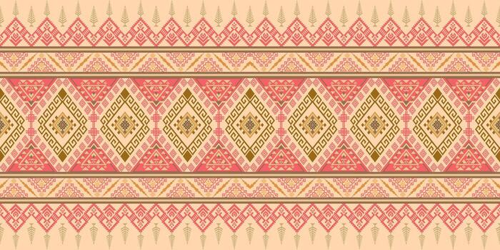 Hmong tribal fabric patterns feature intricate geometric patterns, diamonds, and zigzags in red, brown, and beige. They're perfect for textiles, fashion, curtains, pillowcases, rugs, and art prints. vector