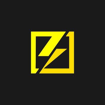 Bold Yellow Flash Lightning Icon Inside a Square Frame for Branding and Design vector