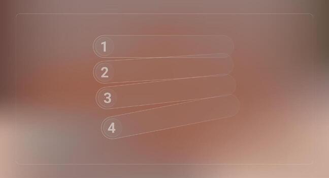Glassmorphism Infographic Steps List Brown Color Numbered Elements for Presentation vector