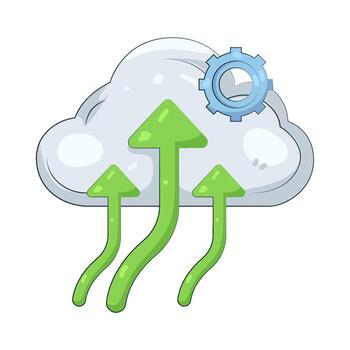 Illustration of Cloud Computing with Arrows and Gear vector