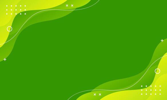 Abstract green gradient fluid wave background with geometric shapes. Modern dynamic wallpaper. Trendy banner template design vector