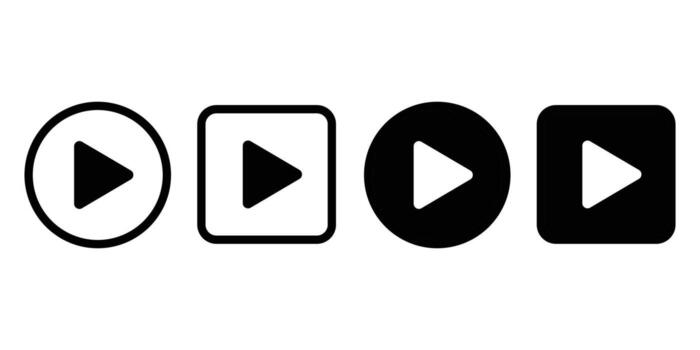 Set of round and square play button icons vector