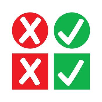 cheque marca y cruzar con verde y rojo circulo y cuadrado antecedentes vector