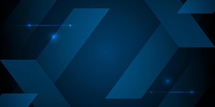 Abstract futuristic dark blue background. Simple overlap arrow pattern concept with lights. Cool banner background. vector