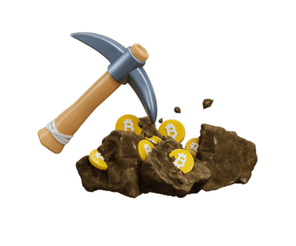 bitcoin mineração ícone 3d render conceito do criptomoeda mineração blockchain tecnologia ícone ilustração png