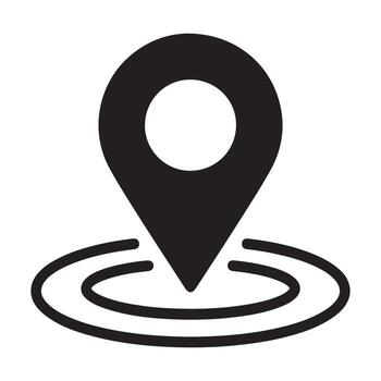 A creative abstract geometric design, including a location icon, position symbol, point illustration, and a map pointer icon. vector