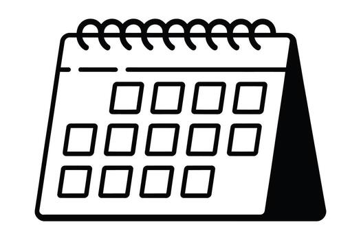 A sleek new year calendar design in format, combining geometric shapes and striking typography, along with a desktop calendar icon. vector