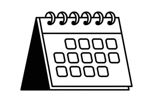 A stylish new year calendar design, featuring bold typography and geometric shapes, accompanied by a desktop calendar icon. vector