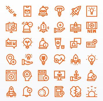 36 Pixel Optimized Bold Line Icons from New Collection vector