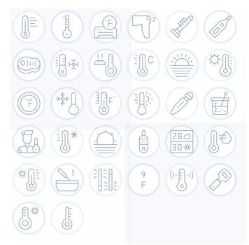 Thermometer Premium Bundle with 32 High Resolution Pixel Optimized Thin Line Icons vector
