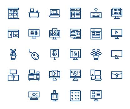 28 Bold Line Pixel Optimized Icons crafted for Desktop High Resolution applications vector