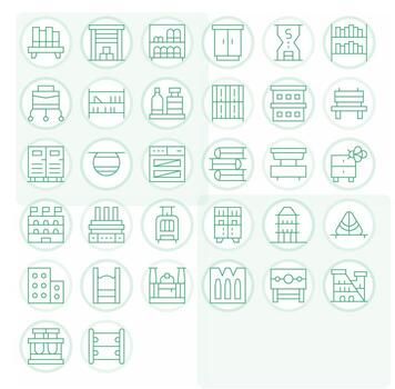 Shelving Icon Library with 32 Thin Line High Resolution Pixel Aligned Designs vector