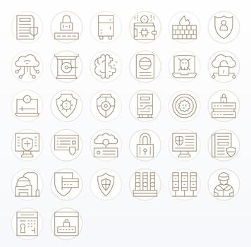 Cybersecurity Complete Package with 32 Retina Ready Thin Line Pixel Optimized Icons vector