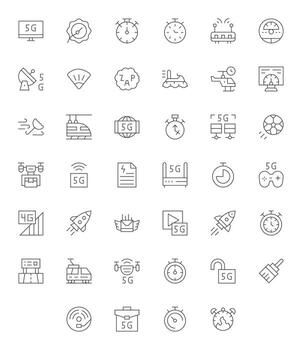 Speed Icon Repository containing 40 Thin Line 256x256 PIXEL Perfect graphics vector