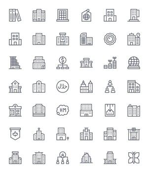 42 Icons for Company featuring 64x64 Display Perfect Regular Line Graphics vector