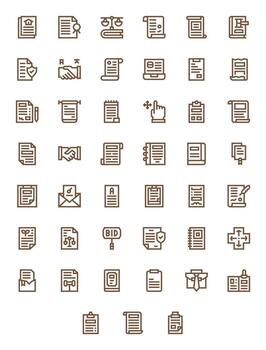 Contract Icon Toolkit featuring 45 Display Perfect 128x128 Bold Line elements vector