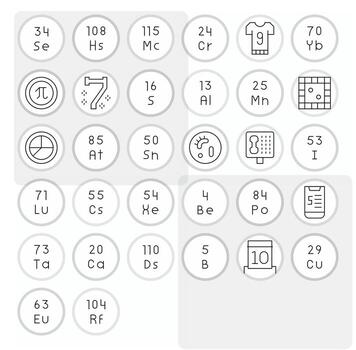 32 256x256 Delgado línea íconos para número con cuadrícula equipado precisión vector