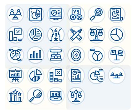 Comparison Icon Set with 28 Bold Line High Resolution Pixel Aligned Graphics vector