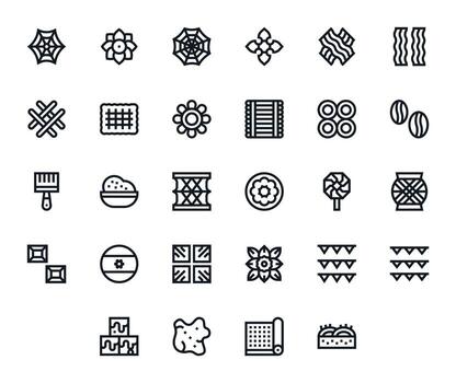 textura escalable conjunto presentando 28 cuadrícula equipado negrita línea retina Listo íconos vector