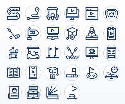 28 Bold Line Pixel Aligned Icons for Course Graphics vector