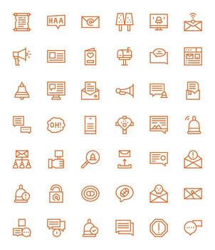 42 Pixel Aligned Regular Line Icons designed for Message Interface vector