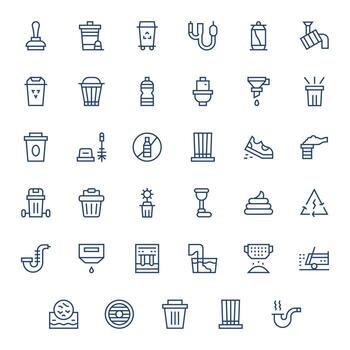 35 Pixel Optimized High Resolution Icons for Waste in elegant Regular Line design vector