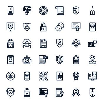 Authentication Professional Set with 36 Bold Line Pixel Aligned 64x64 Icons vector