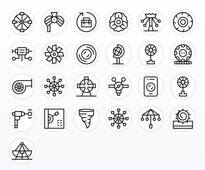 25 Pixel Aligned Regular Line Icons from Rotating Collection vector