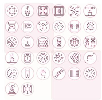Cell Icon Set with 32 Thin Line Retina Ready Pixel Aligned Graphics vector