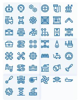 Mechanical Complete Package with 45 256x256 Bold Line Pixel Aligned Icons vector