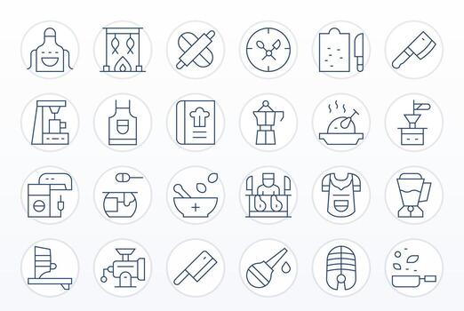 24 Thin Line Display Perfect Icons crafted for Preparation 256x256 applications vector