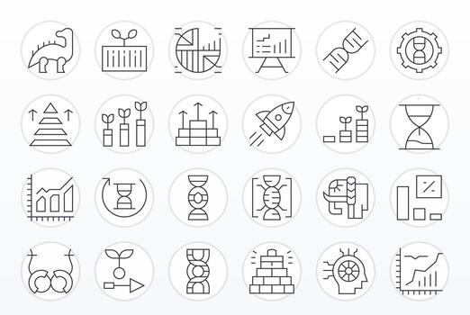 Evolution Icon Set with 24 Thin Line High Resolution Grid Fitted Graphics vector