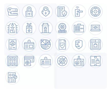 Access Control High Resolution Icon Pack with 25 Regular Line Grid Fitted Elements vector