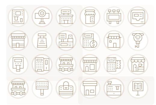 24 Editable Thin Line Icons designed for Kiosk Interface vector