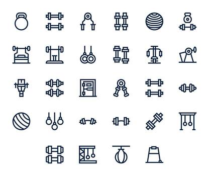 28 64 x 64 íconos para fuerza formación en píxel optimizado negrita línea formato vector