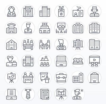 35 píxel optimizado íconos temática alrededor corporativo en alto resolución regular línea formato vector