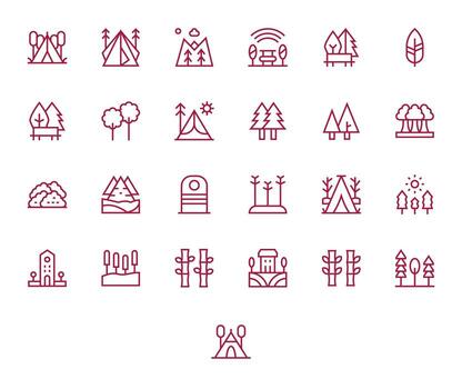 25 Regular Line Editable 128x128 Icons from Trees Suite vector