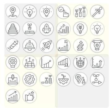 Advancement Icon Repository containing 32 Thin Line Retina Ready Grid Fitted graphics vector