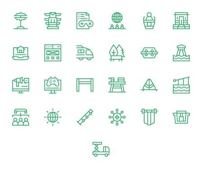 Platform High Resolution Icon Pack with 25 Regular Line PIXEL Perfect Elements vector