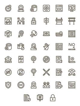 45 64x64 Icons for Access Denied with Pixel Optimized Bold Line clarity vector