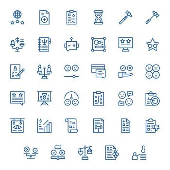 35 Icons for Assessment featuring 256x256 Pixel Optimized Regular Line Graphics vector