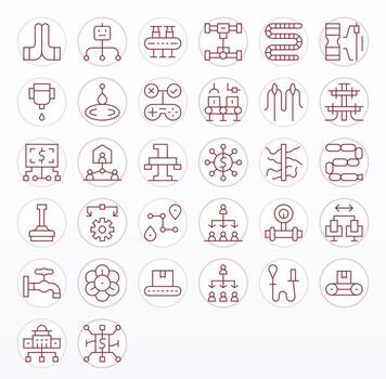 Flow Scalable Set featuring 32 Display Perfect Thin Line Retina Ready Icons vector