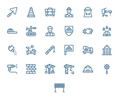 construcción sitio icono caja de herramientas presentando 25 editable alto resolución regular línea elementos vector