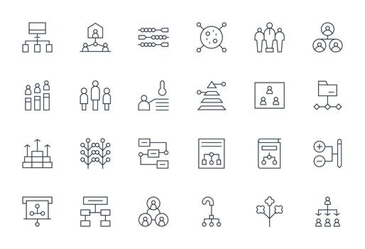 24 Thin Line PIXEL Perfect Vectors for Hierarchy Theme