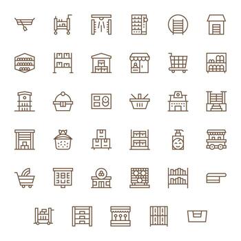 productos completar paquete con 35 256x256 regular línea píxel optimizado íconos vector